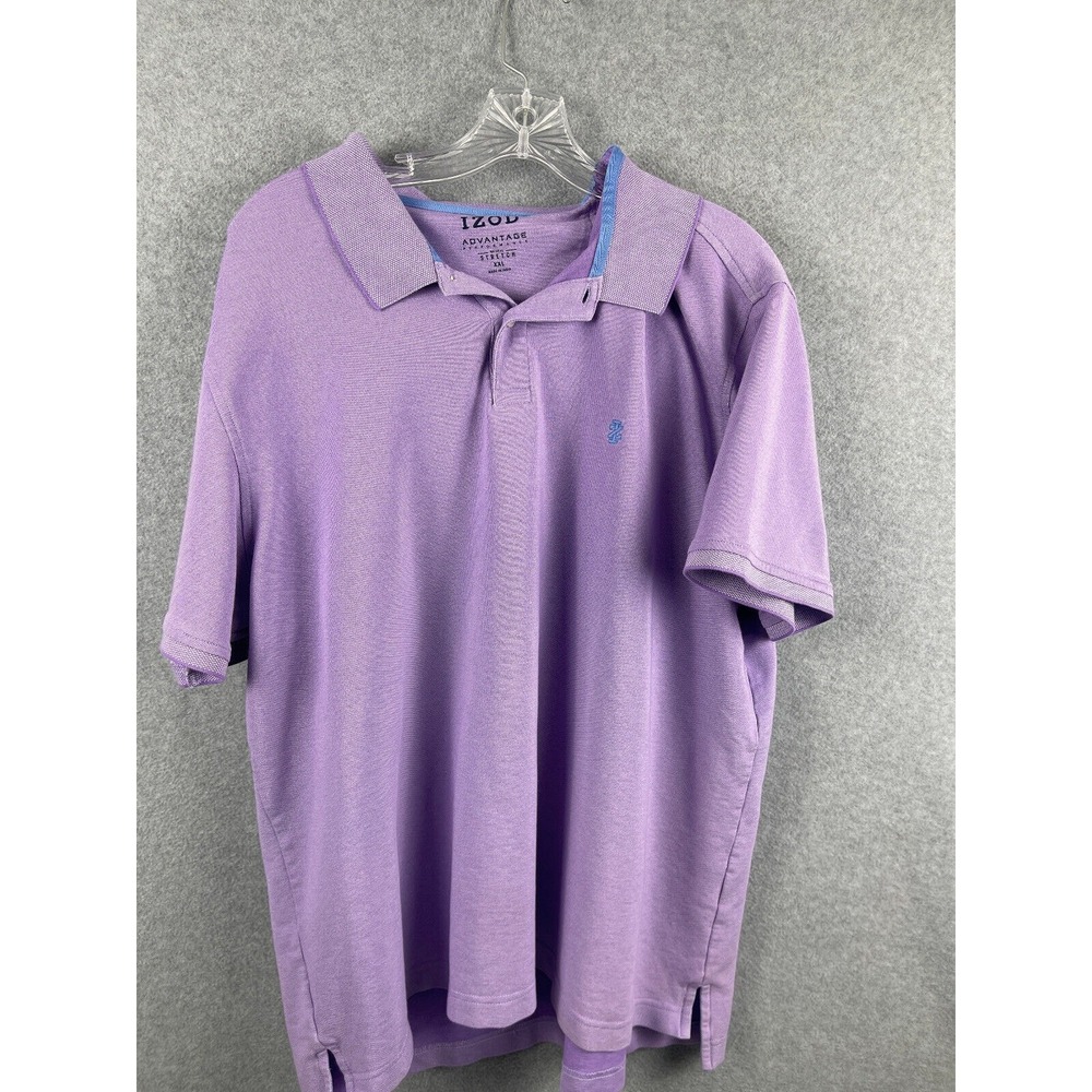 Izod Advantage Polo Shirt Size 2XL Purple Short Sleeve Golf Preppy DEFECT